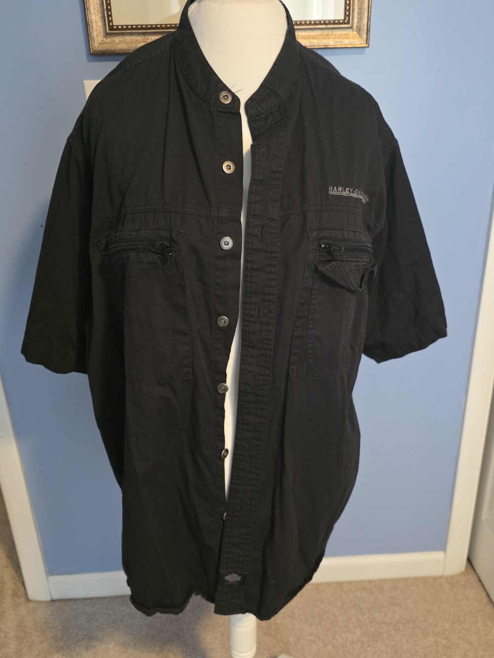 Harley-Davidson Black Short Sleeve Button-Front Work Shirt